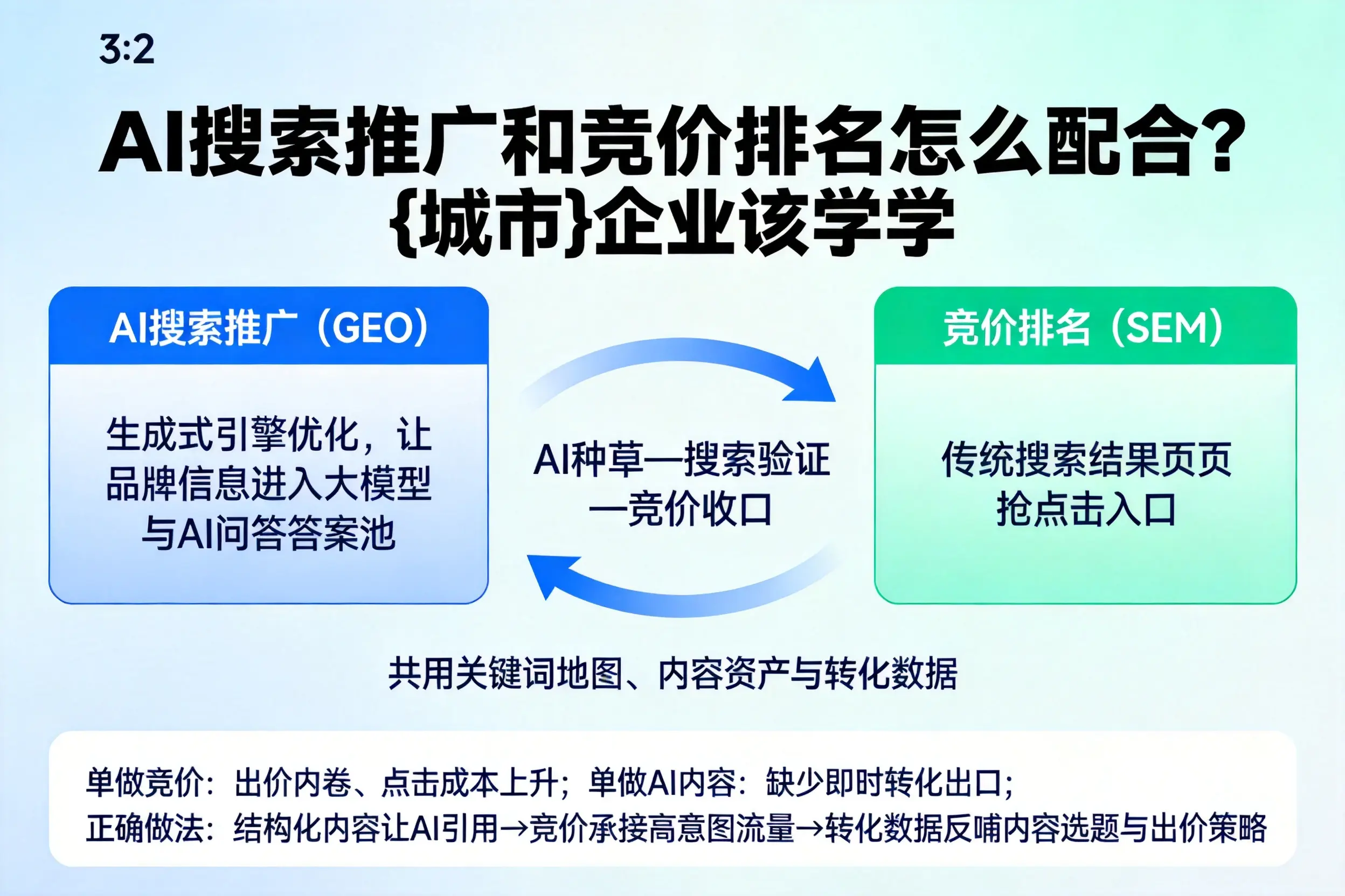 AI搜索推广和竞价排名怎么配合？乌海企业该学学