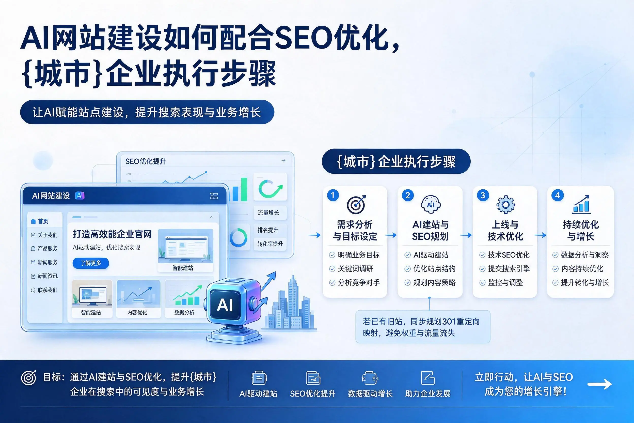 AI网站建设如何配合SEO优化,乌海企业执行步骤
