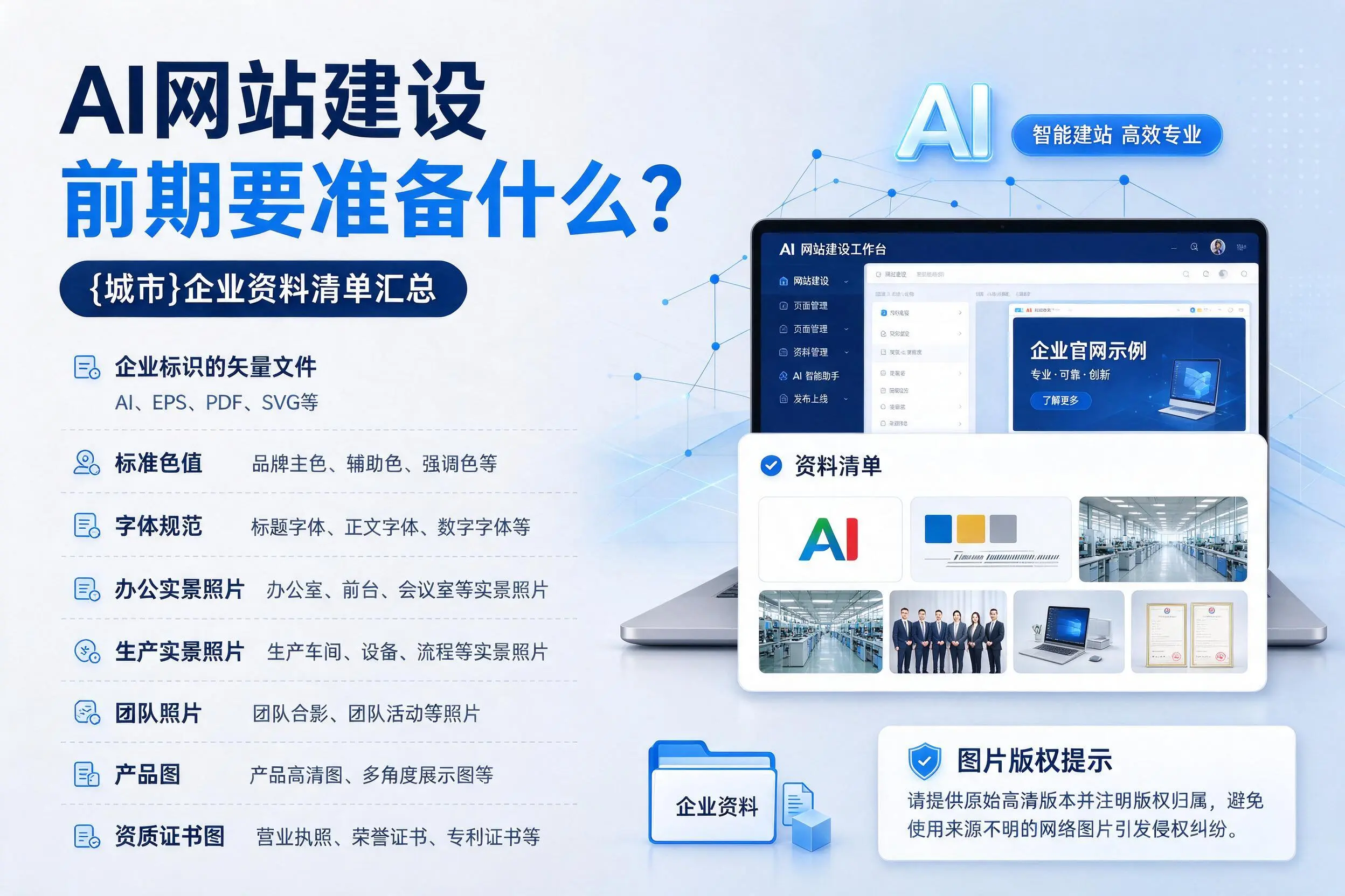 AI网站建设前期要准备什么?乌海企业资料清单汇总